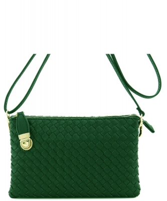 Fashion Woven Clutch Crossbody Bag WU112 OLIVE